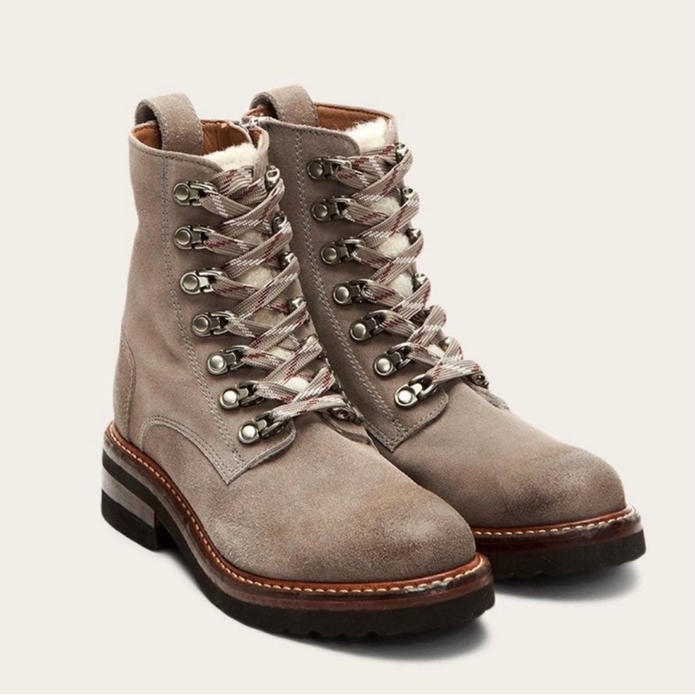 Frye Ella Hiker Boots Cement EUC